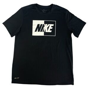 Nike SS Dri-Fit Black/White Athletic Shirt Large Crewneck